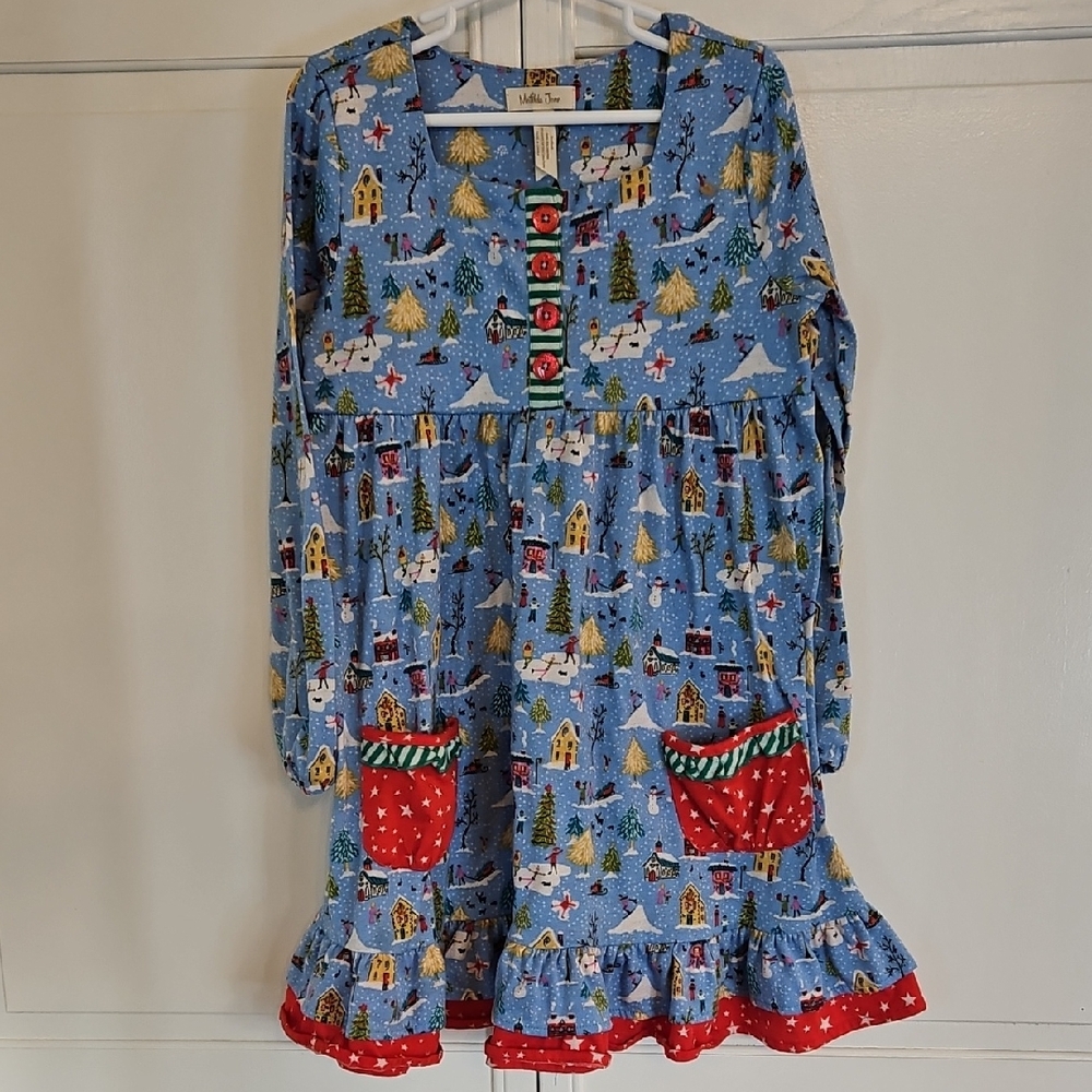 Matilda Jane Blue Dress with Red and Yellow Accents